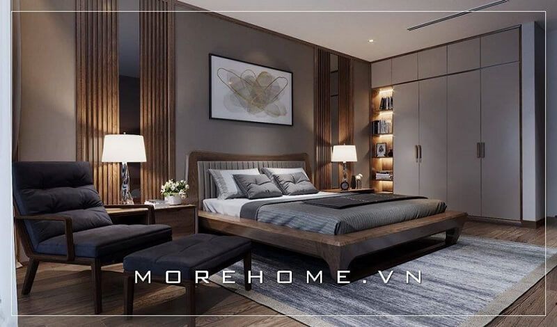 Mẫu giường ngủ gỗ gỗ tự nhiên cao cấp với kiểu dáng đơn giản nhưng tinh tế trong đường nét, tạo điểm nhấn nổi bật cho căn phòng.